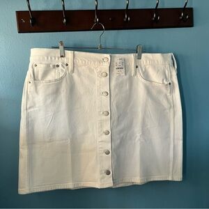 J Crew White Button-Front Denim Skirt - size 18